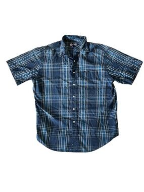 Ralph Lauren Men’s Navy Blue Plaid Short-Sleeve Button-Down Shirt